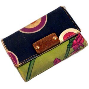 Authentic Ferragamo Floral Print Leather Key Holder Wallet 6-Key Gold Luxury